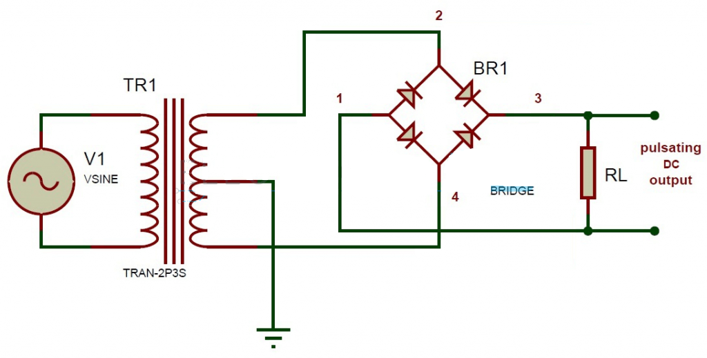 circuito del puente rectificador de onda completa